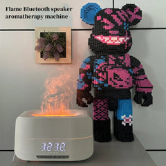 Bluetooth Flame Humidifier Speaker with Digital Clock Display