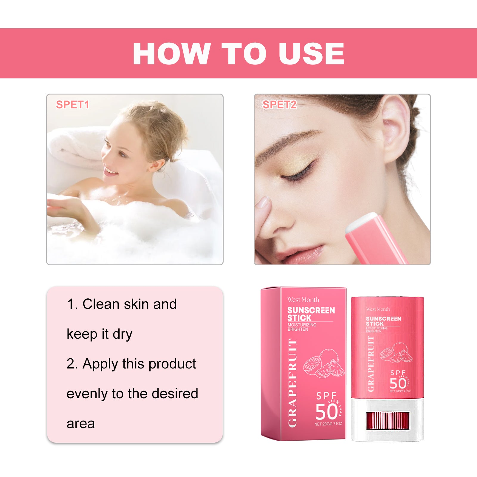 Portable Sunscreen Stick Protective Dry Touch Cream