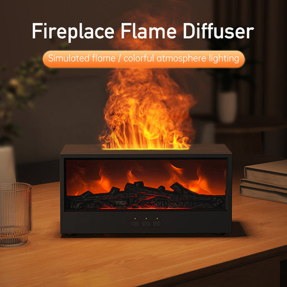 3D Fireplace Flame Aromatherapy Humidifier with Large Mist Spray