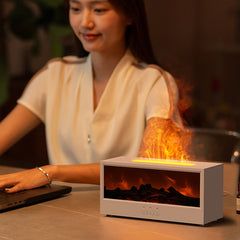 3D Fireplace Flame Aromatherapy Humidifier with Large Mist Spray