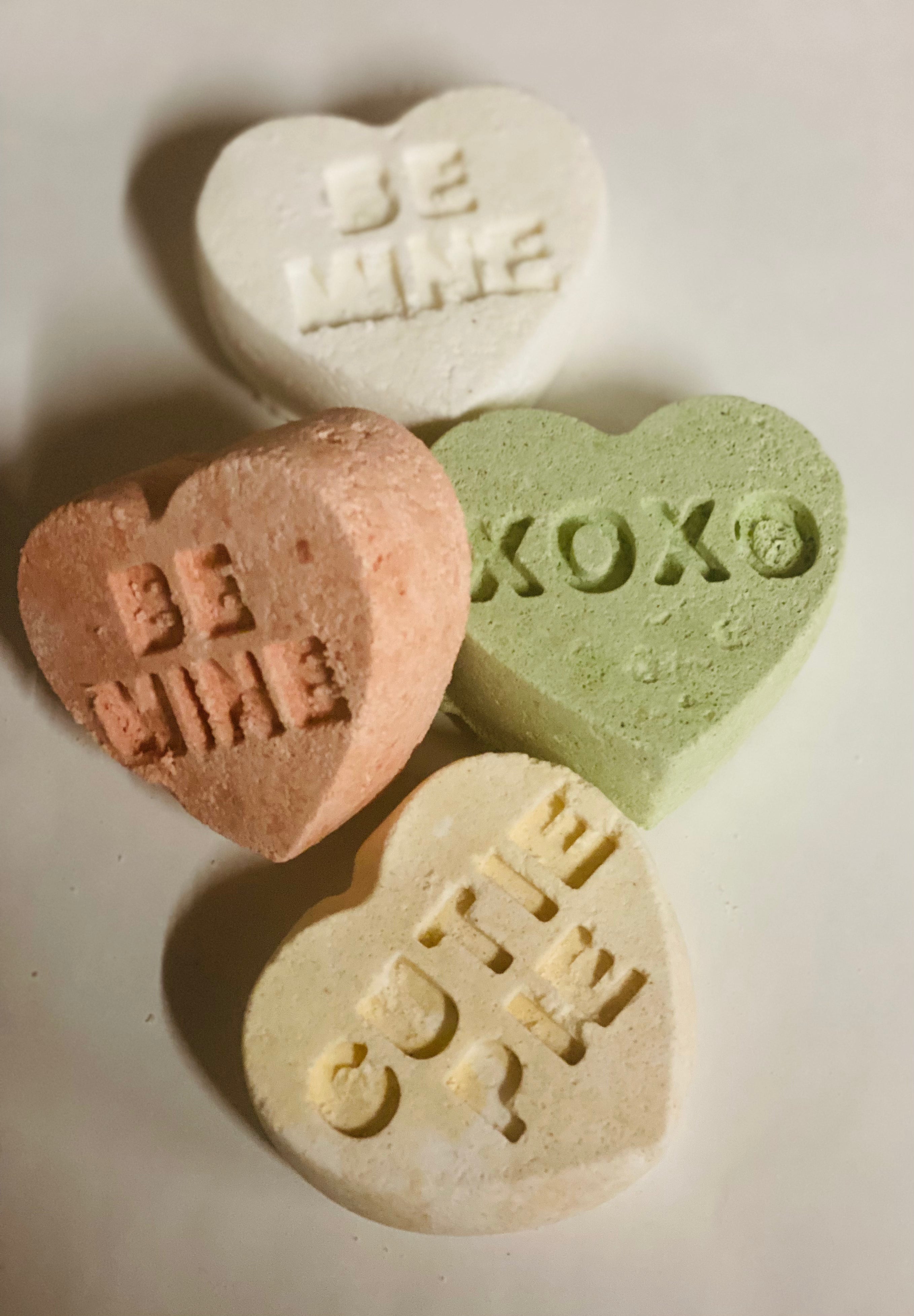 Organic bath bomb / Valentine's Day / conversation hearts / conversation heart bath bombs / organic bath fizzy / organic bath fizzie