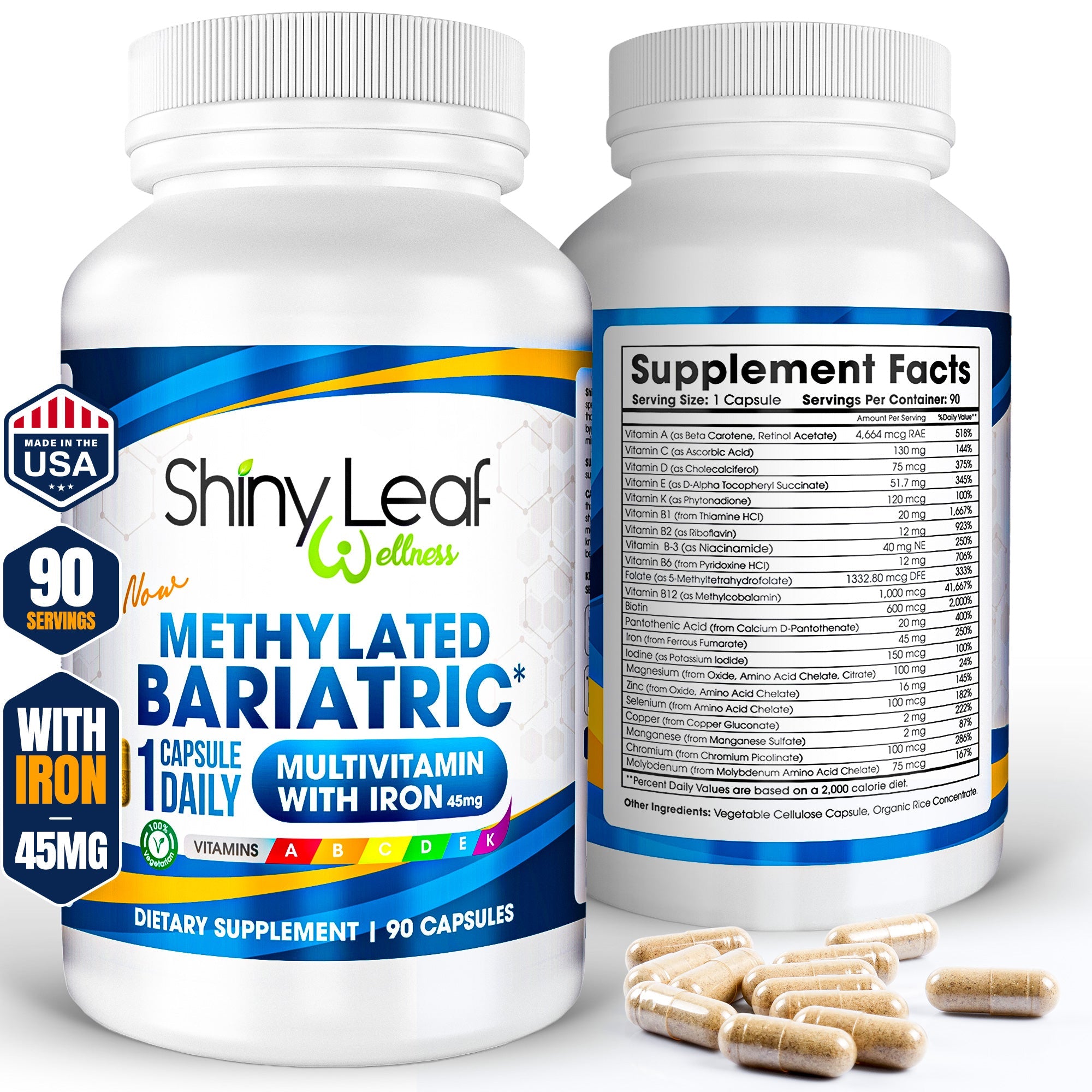Methylated Bariatric Multivitamin with 45mg Iron Capsules