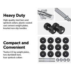 35KG Adjustable Dumbbell Weight Set for Home Fitness